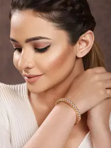 Saraf RS Jewellery Gold-Plated American Diamond Studded Bangle-Style Bracelet