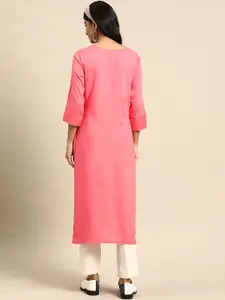 Sangria Women Sequinned Striped Kurta