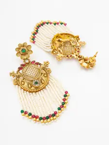 aadita Gold-Toned Geometric Drop Earrings