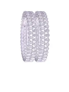 RATNAVALI JEWELS Set Of 2 Silver-Plated AD-Studded Bangles