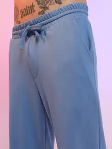 HIGHLANDER Men Knitted Blue Relaxed Fit Straight Trouser