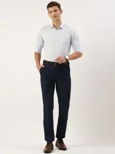 Peter England Men Slim Fit Opaque Checked Formal Shirt