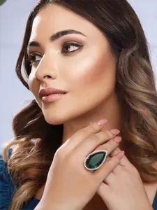 Saraf RS Jewellery CZ Studded Adjustable Finger Ring