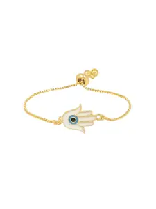 I Jewels Women Set Of 2 Gold-Plated Evil Eye Charm Bracelets