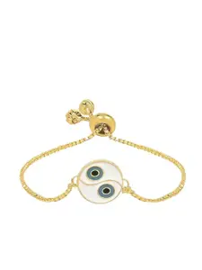 I Jewels Women 2 Gold-Toned & White Gold-Plated Charm Bracelet