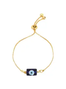 I Jewels Women 2 Gold-Toned & Blue Gold-Plated Charm Bracelet