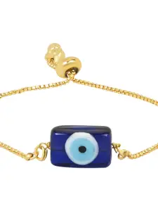 I Jewels Women 2 Gold-Toned & Blue Gold-Plated Charm Bracelet