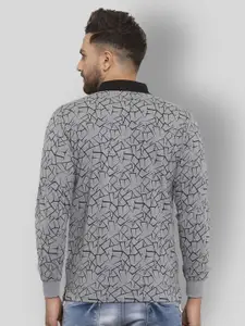 WILD WEST Geometric Printed Polo Collar Casual T-Shirt