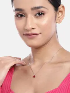 Zavya Women CZ Studded Sterling Silver Pendant with Chain