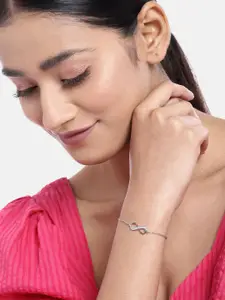 Zavya Women Set of 2 Sterling Silver Cubic Zirconia Rhodium-Plated Link Bracelet