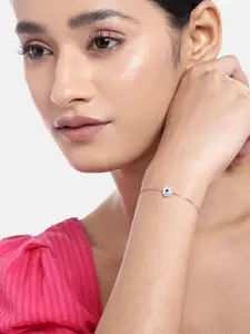 Zavya Women Sterling Silver Cubic Zirconia Rose Gold-Plated Charm Bracelet