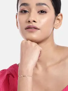 Zavya Women 925 Pure Silver Cubic Zirconia Rose Gold-Plated Charm Bracelet