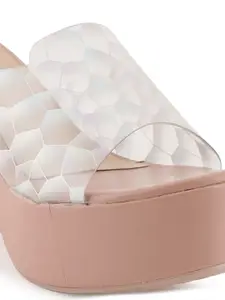 SAPATOS Printed Open Toe Platform Heels