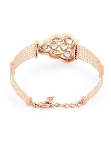 Zaveri Pearls Women Rose Gold-Plated Cubic Zirconia Kada Bracelet