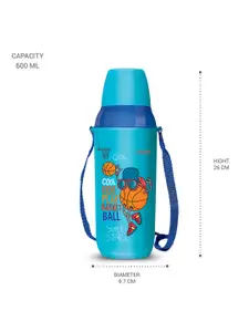 Milton Blue Kool Kid 650 Plastic Insulated Water Bottle With Belt And Straw 600 ml