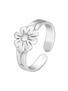 GIVA 925 Sterling Silver Set Of 2 Rhodium-Plated Floral Bliss Toe Rings