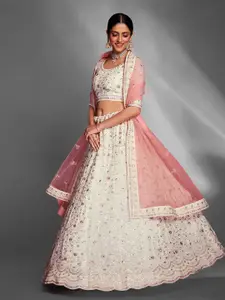 Fusionic Embroidered Sequinned Semi-Stitched Lehenga & Unstitched Blouse With Dupatta