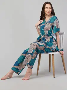 FFLIRTYGO Printed Kaftan Night suit