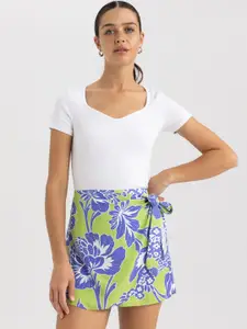 DeFacto Women Floral Printed High-Rise Skorts