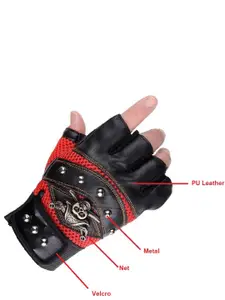 Alexvyan Men Pirates Embellished Protective Half Finger Gloves