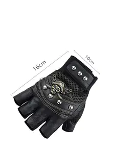 Alexvyan Men Pirates Embellished Protective Half Finger Gloves