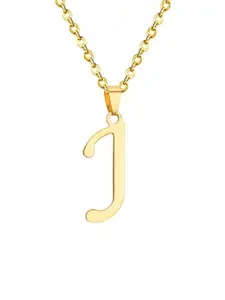 MYKI Gold-Plated 'J' Letter Pendant With Chain