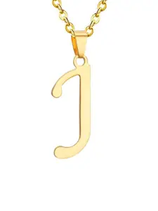 MYKI Gold-Plated 'J' Letter Pendant With Chain