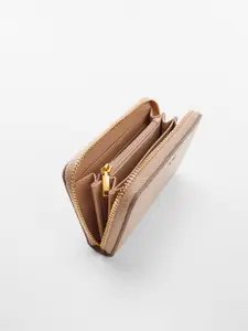 MANGO Women Croc Textured Zip Around Wallet