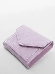 MANGO Women Croc Textured Envelope Wallet