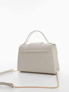 MANGO Croc-Textured Structured Satchel