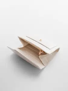 MANGO Women Croc Textured Envelope Wallet