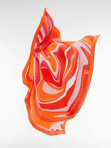 MANGO Abstract Printed Pleated Scarf