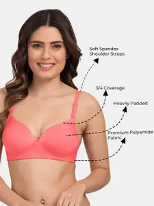 TweensPack of 2 Heavily Padded 3/4th Coverage Semi Push-Up Seamless T-Shirt Bra