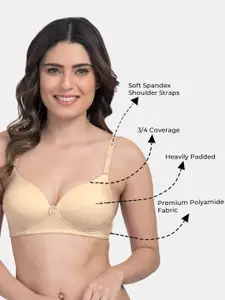 TweensPack of 2 Heavily Padded 3/4th Coverage Semi Push-Up Seamless T-Shirt Bra