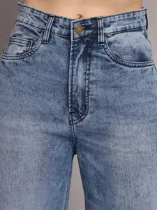 BAESD Women Flared High-Rise Light Fade Clean Look Non Stretchable Cotton Jeans