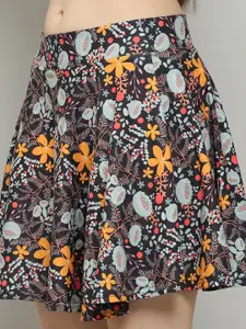 N-Gal Floral Printed Skater Flared Mini Skirt