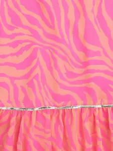 taffykids Girls Ethnic Abstract Printed Gota Patti One Shoulder Top with Skirt