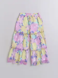 taffykids Girls Abstract Printed Off-Shoulder Top with Palazzos