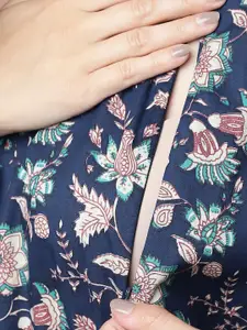 Secret Wish Floral Printed Maternity Pure Cotton Maxi Nightdress