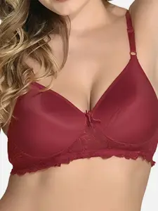 StyFun Pack Of 4 Lace Lightly Padded Full Coverage Cotton Everyday Bra All Day Comfort