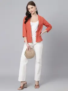 KALINI Chevron Printed Cotton Open Front Shrug