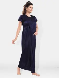 Be You Square Neck Satin Night Suit With Robe