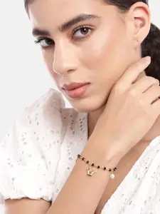 Carlton London Women Cubic Zirconia Gold-Plated Mangalsutra Charm Bracelet