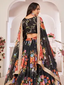 ODETTE Embroidered Thread Work Semi-Stitched Lehenga & Unstitched Blouse With Dupatta