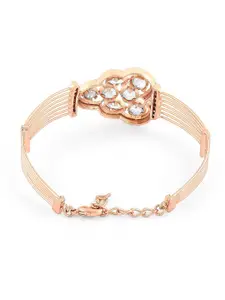 AMI Women Rose Gold & White Brass Cubic Zirconia Rose Gold-Plated Kada Bracelet
