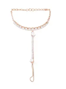 AMI Rose Gold-Plated Cubic Zirconia Plated Ring Bracelet