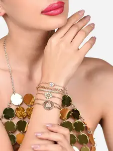 AMI Set Of 6 Gold-Plated Austrian Diamonds Studded Wraparound Bracelets