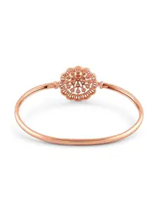 AMI Rose Gold-Plated Cubic Zirconia Studded Kada Bracelet