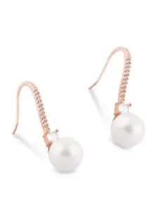 AMI Rose Gold-Plated CZ-Studded Classic Drop Earrings