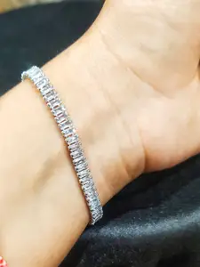 FEMMIBELLA Silver Plated CZ Stone Studded Wraparound Bracelet